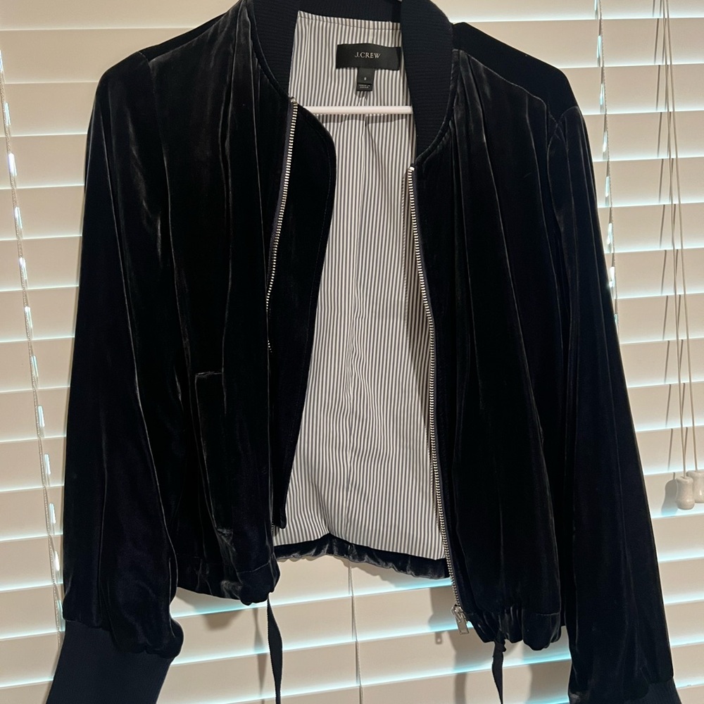 J. Crew Black Velvet Bomber Jacket